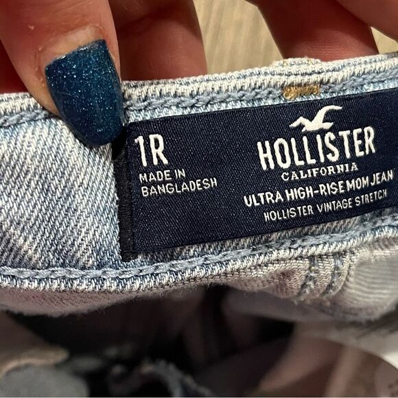 Hollister Ultra High-Rise Mom Jeans Vintage Stretch Whisker Light Wash 25x27 - Picture 4 of 12